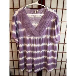 Cato multi-color purple shirt crochet accent, boho, sleeveless, Size 22/24W